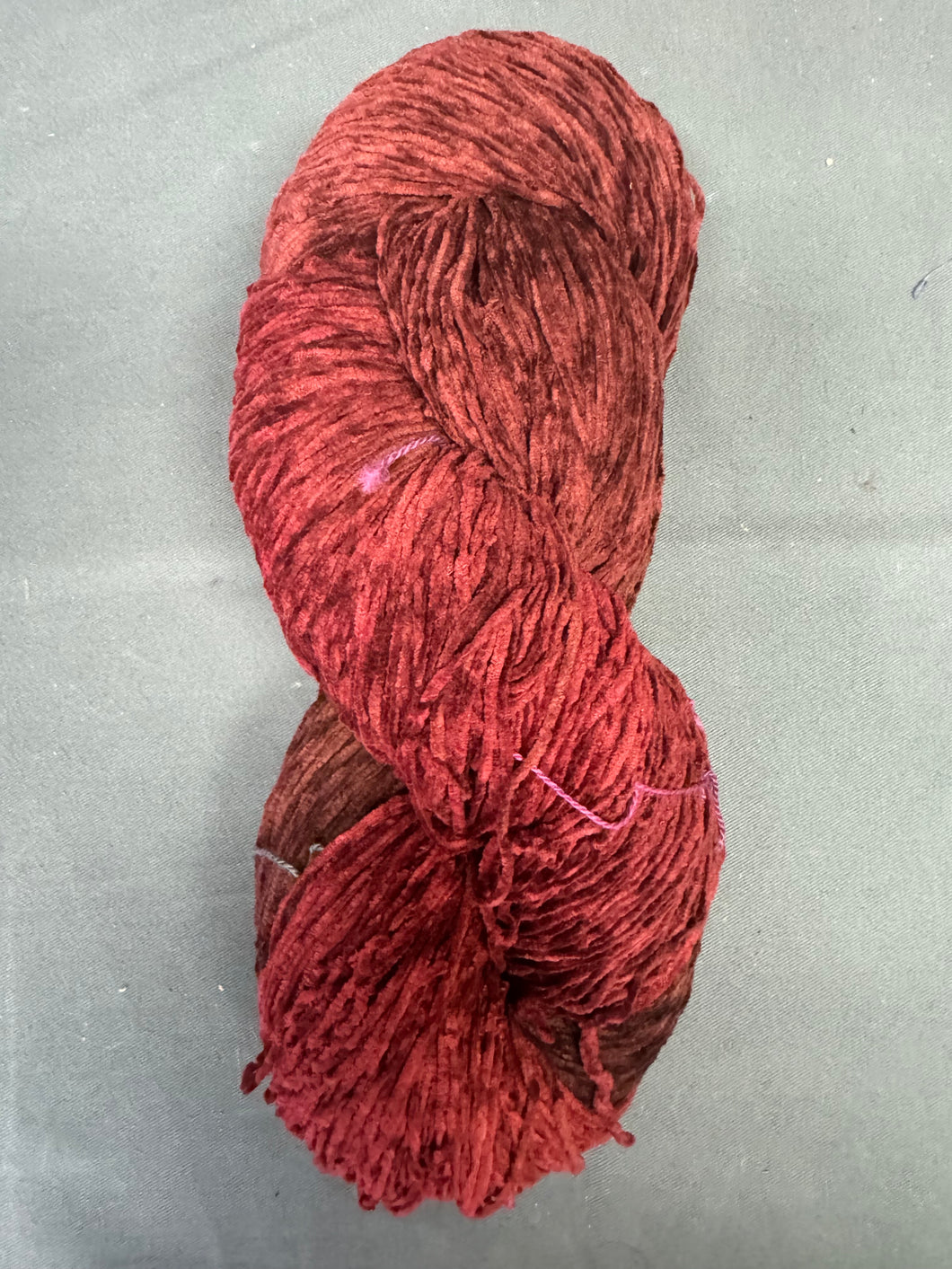 Soft Garnet cotton chenille yarn. 8 oz.