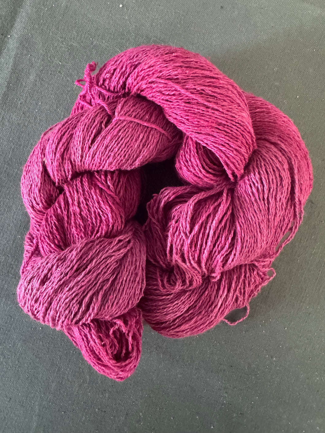 Raspberry petite silk noil yarn