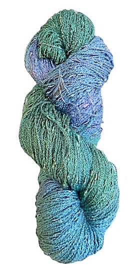 Opal cotton/rayon seed yarn with broken thread