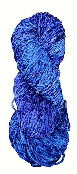 Blue Violet bulky rayon chenille yarn with a few spots