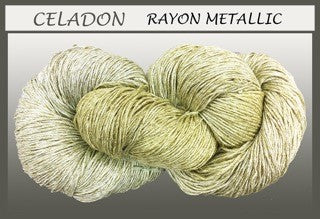 Celadon/silver rayon metallic yarn 9 oz skein