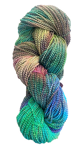 Deep Rainbow merino beaded metallic wool yarn