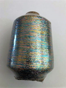 1 lb. cone of vintage metallic fine yarn: Electric Pastel
