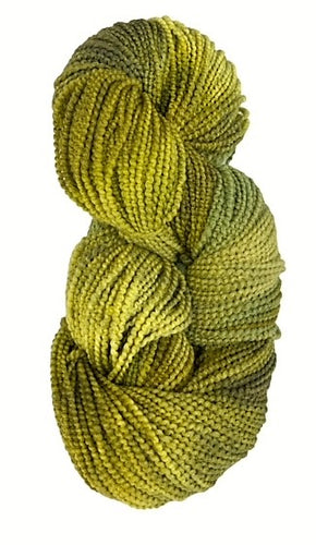 Gold Green merino beaded metallic wool yarn