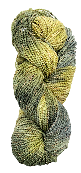 Olive merino beaded metallic wool yarn