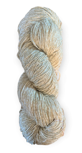 Polar Bear/gold rayon metallic yarn 8 oz skein broken thread