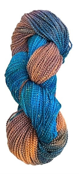 Rainbow Sea merino beaded metallic wool yarn