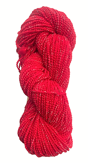 Red Coral merino beaded metallic wool yarn