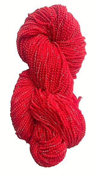Red Poppy merino beaded metallic wool yarn