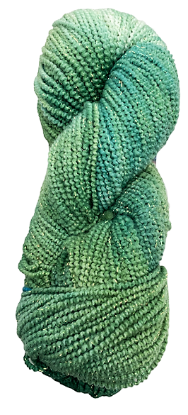 Soft Green merino beaded metallic wool yarn