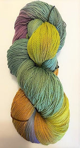 Bright Sunny Day light cotton fingering yarn. Free pattern included.